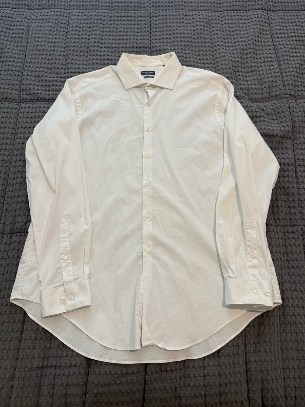 Van Heusen White Men's Dress Shirt - Spread Collar